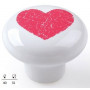 Les Boutons de meuble tendances en porcelaine décor coeur rouge